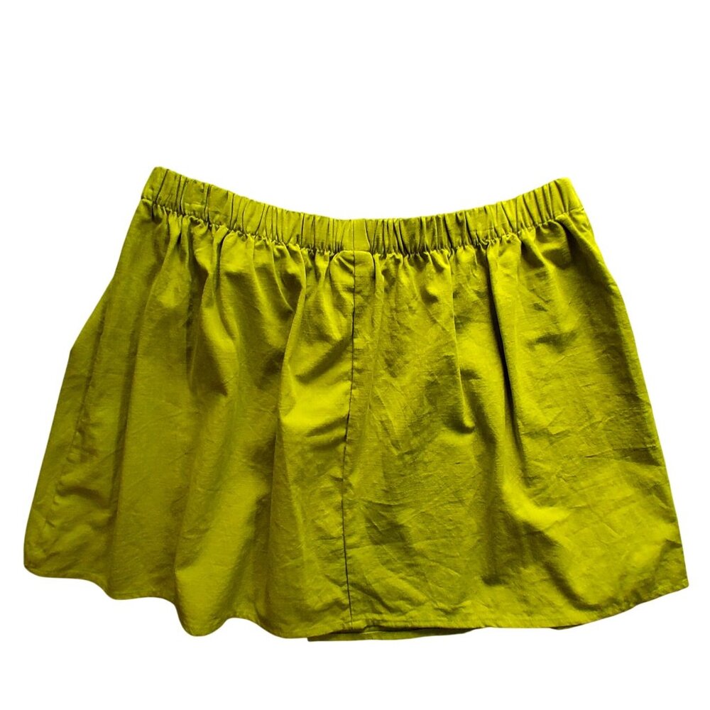 A New Day Lime Green Mini Skirt Elastic Waist Medium Size Cotton & Rayon Blend - Picture 5 of 10